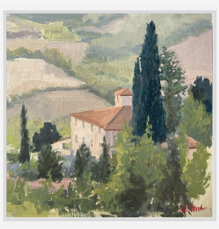 Villa italienne | Impression, H 24 po x l 24 po, Cadre blanc