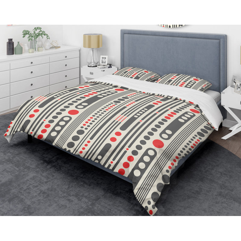 Ensemble de housse de couette rétro Minimal II Mid-Century, Housse simple et 1 taie décorative