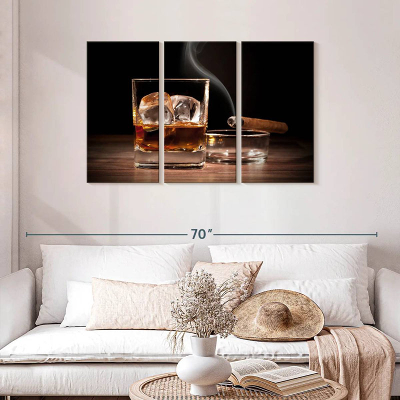 Yarlin whisky froid et cigare allumé, H 28 po x l 45 po