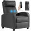 Fauteuil inclinable inclinable en cuir synthétique avec repose-pieds et télécommande pour repose-pieds, noir-856134974