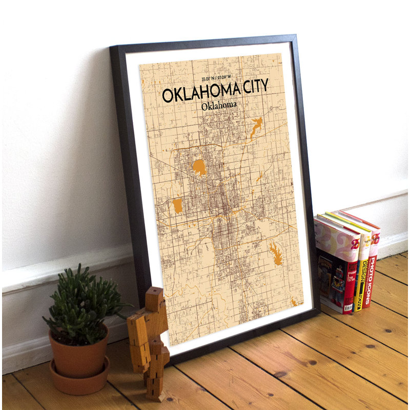 Oklahoma City Map - No Frame Print, 50.8cm H x 40.6cm W x 0.13cm D