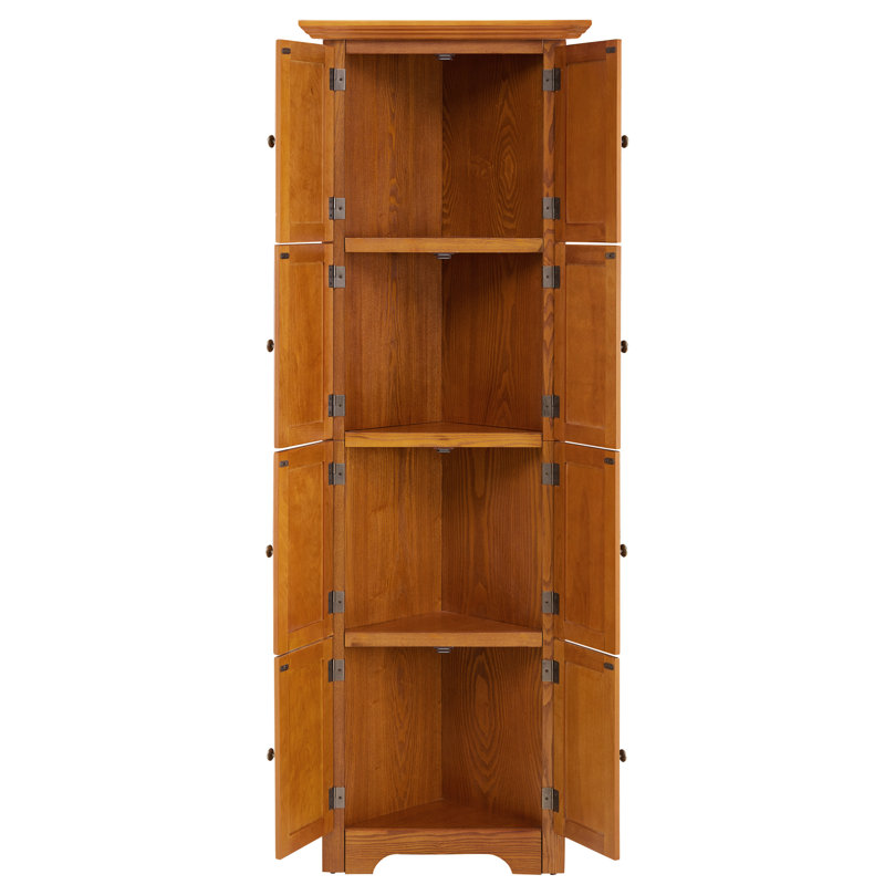 Armoire d'angle à 4 tablettes réglables en chêne - Rehaussez votre espace de rangement avec 8 portes idéales pour l'organisation