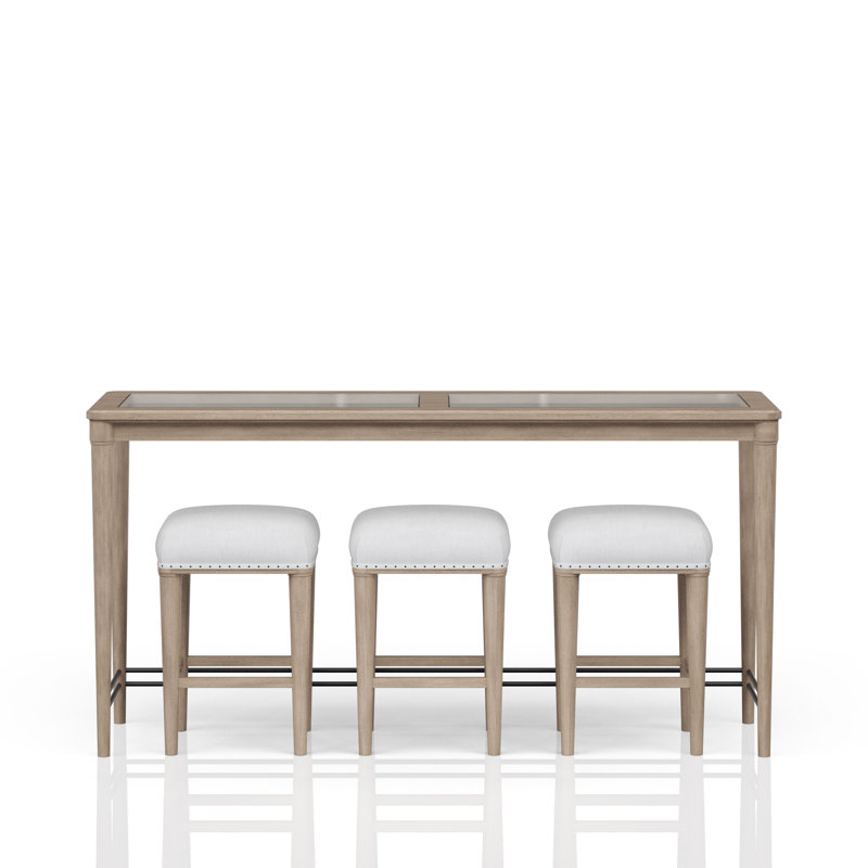 Console en verre givré avec 3 tabourets
