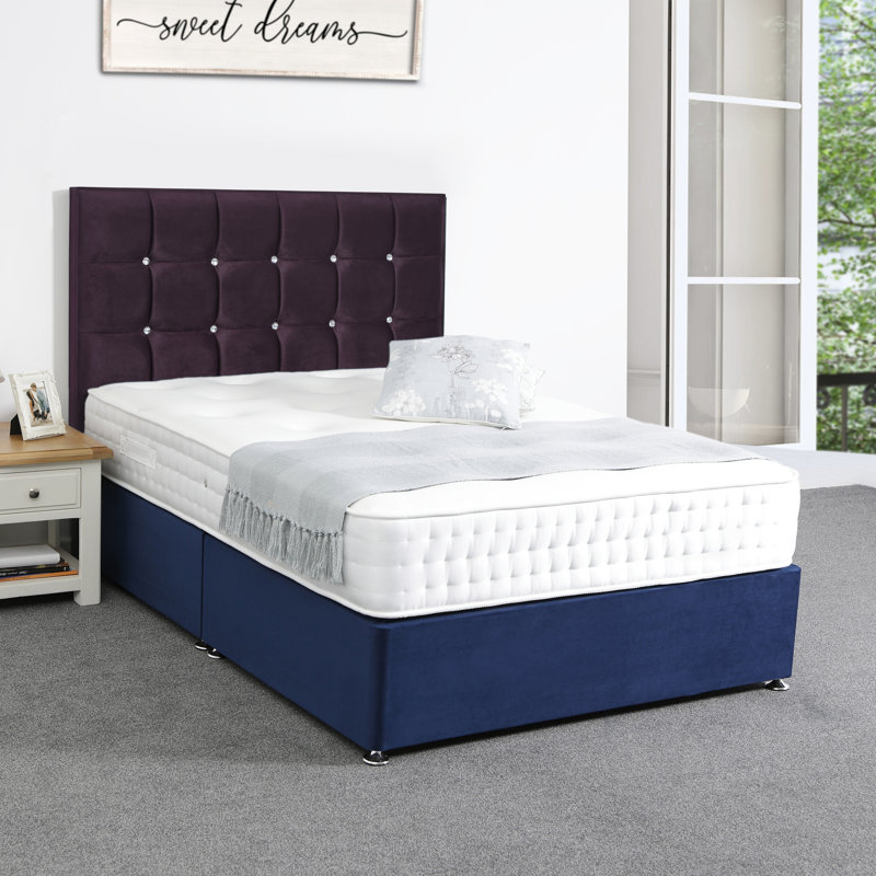 Glamour Upholstered Headboard, Double (4'6'), Plush Plum, Velvet