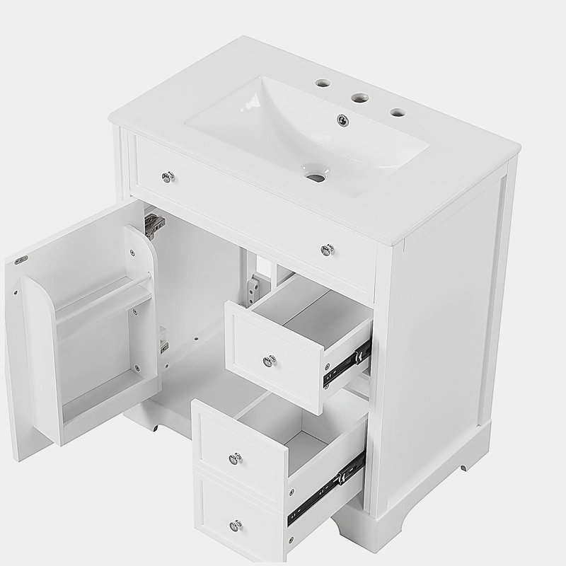 Meuble-lavabo 30 po avec comptoir, meuble-lavabo avec porte et deux tiroirs