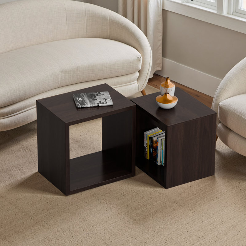 Table de bout avec rangement Flanigan, Noyer foncé