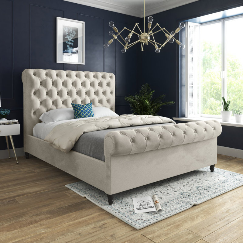 Aldous Upholstered Bed, Kingsize (5'), Beige