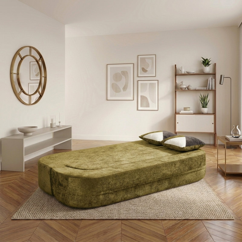 Canapé-lit convertible 78,74 po - Canapé moderne sans os, tissu moelleux, mousse haute densité, sans assemblage, oreillers
