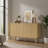 Convenient Cabinet,Fluted Sideboard Buffet Cabinet,with Doors,Adjustable Shelves,Wood Legs-766973899