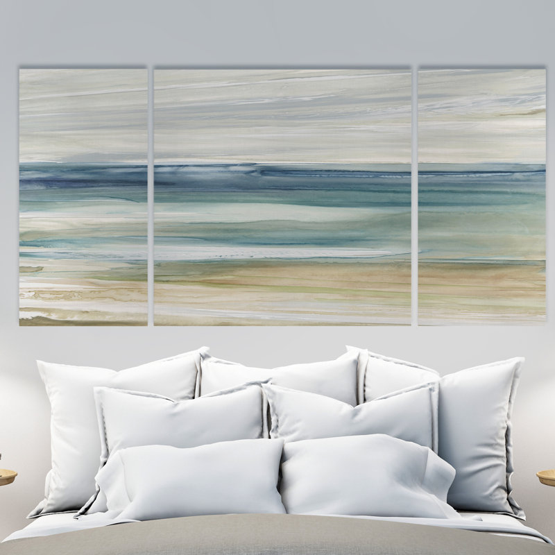 " Ocean Breeze " 3 - Pieces Painting Print, 32" H x 64" W x 1.5" D