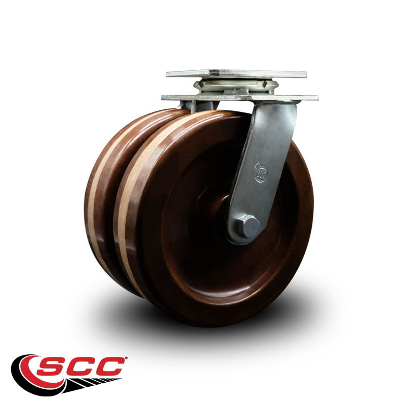 8 Inch Dual High Temp Phenolic Wheels Swivel Caster with Roller Bearing SCC