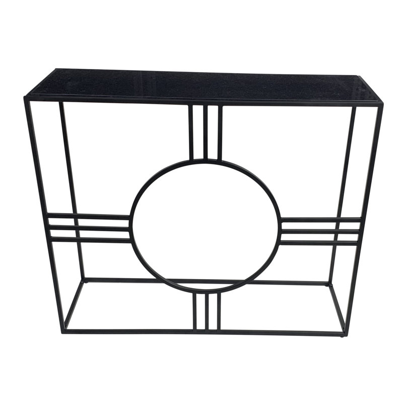 Console contemporaine contemporaine noire 36,5 "x 30,75" avec plateau en marbre durable, Noir, Noir