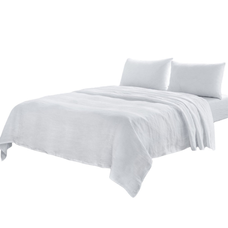 Four Piece White Linen Twin Sheet Set