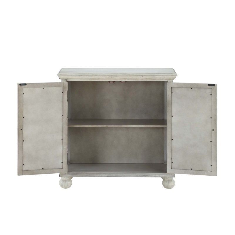 Armoire de rangement classique classique 1pc moderne avec commode décorative avec portes miroir et poignées suspendues