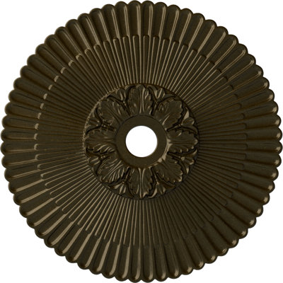 Endurathane Melonie Ceiling Medallion, 36 1/4"OD x 1 7/8"P (Fits Canopies up to 6 1/4"), Hand-Painted Green Gold Finish