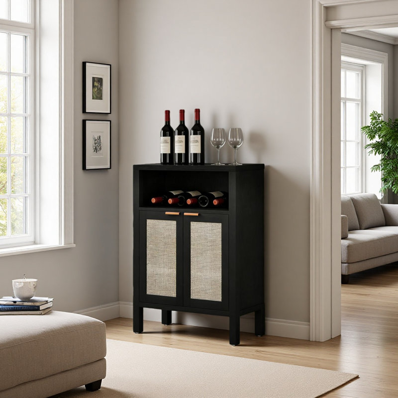 Armoire de style nordique, armoire à café, buffet avec rangement, avec tablette réglable, Noir patiné