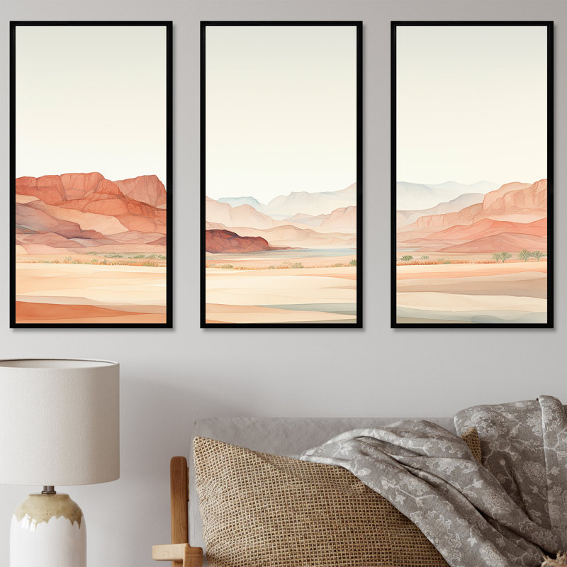 Minimalism Canyon View I - Canyon Wall Decor Set, 28" H x 36" W x 1" D, Black Floater Framed
