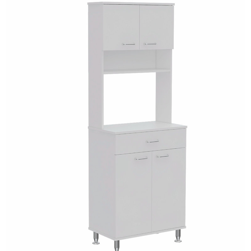 Stylish Two Double Door Cabinet-66.81" H x 14.21" W x 23.91" D, White
