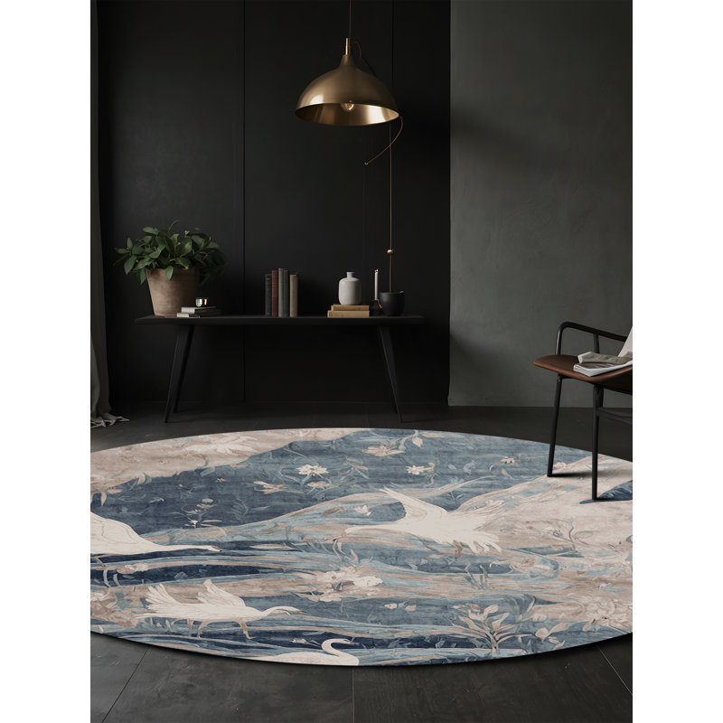 Silky Soft Plush Gray Area Rug, Round 4'