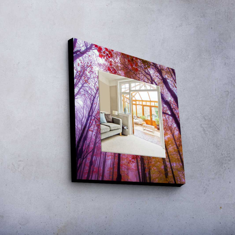 Élégant miroir décoratif avec cadre 100% bois de pin, 19,7 po x 19,7 po | Miroir en verre véritable (épaisseur: 0,2 pouce) | Peinture sur tissu élégante | Parfait pour la décoration intérieure et le vestibule, design durable et chic