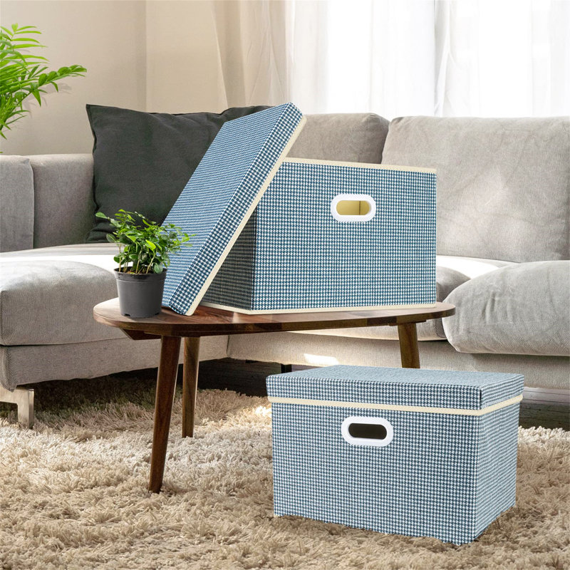 Fabric Decorative Bin, Blue/White