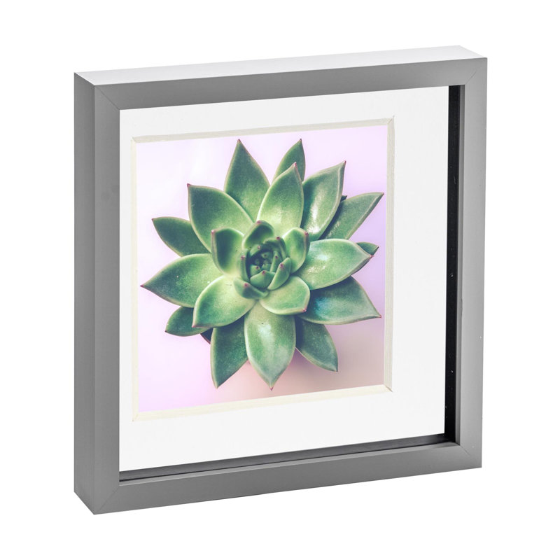 Nicola Spring - 3D Box Photo Frame - 10 x 10" with 8 x 8" Mount, Grey/White