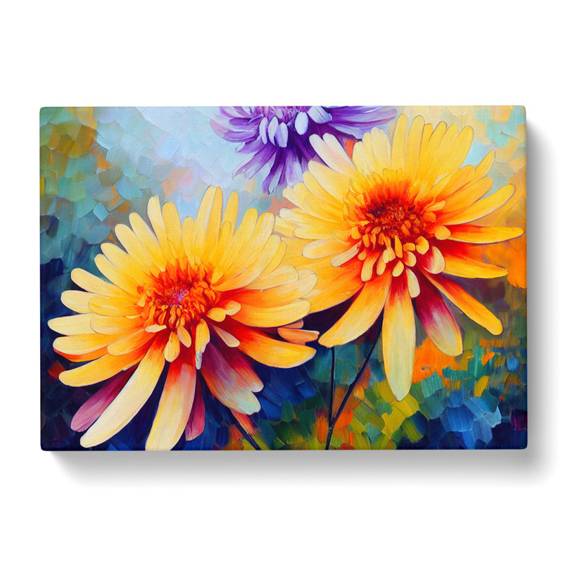 Chrysanthemum Flowers - Wrapped Canvas, 50cm H x 76cm W x 3cm D