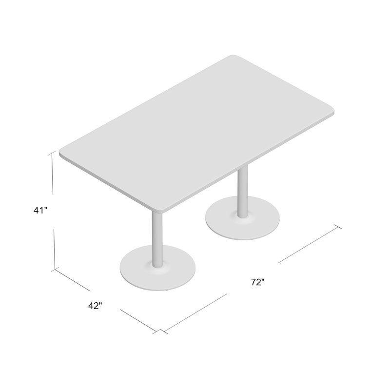 Table de salle de pause, H 29 po x L 72 po x l 36 po, Argent