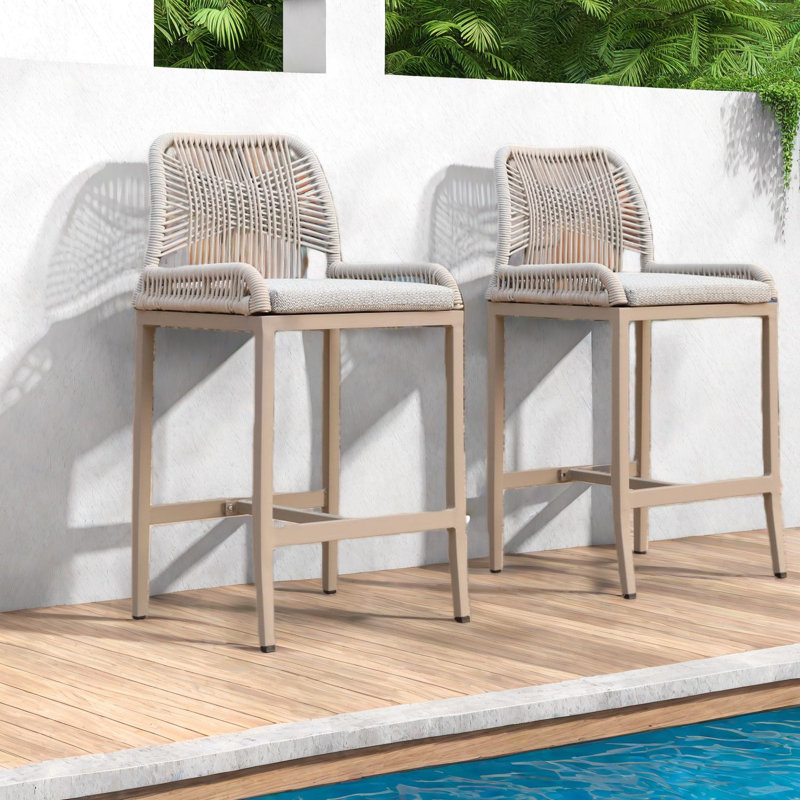 Tabourets de patio confortables, ensemble intérieur / extérieur moderne en corde d'aluminium
