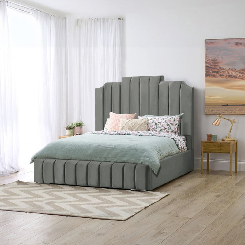 Alyshea Upholstered Bed, Double (4'6), Grey