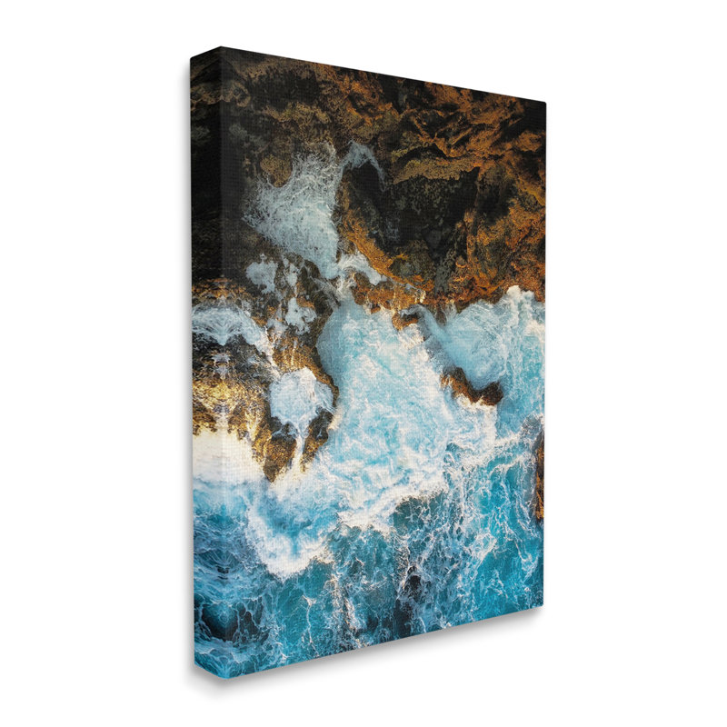 «Rocky Ocean Waves View» par Lil 'Rue - reproduction, H 40 po x l 30 po x P 1,5 po