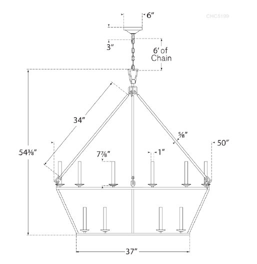 Chapman & Myers Darlana Two-Tier Chandelier, 53.25" H x 50" W x 50" D, Golden Iron