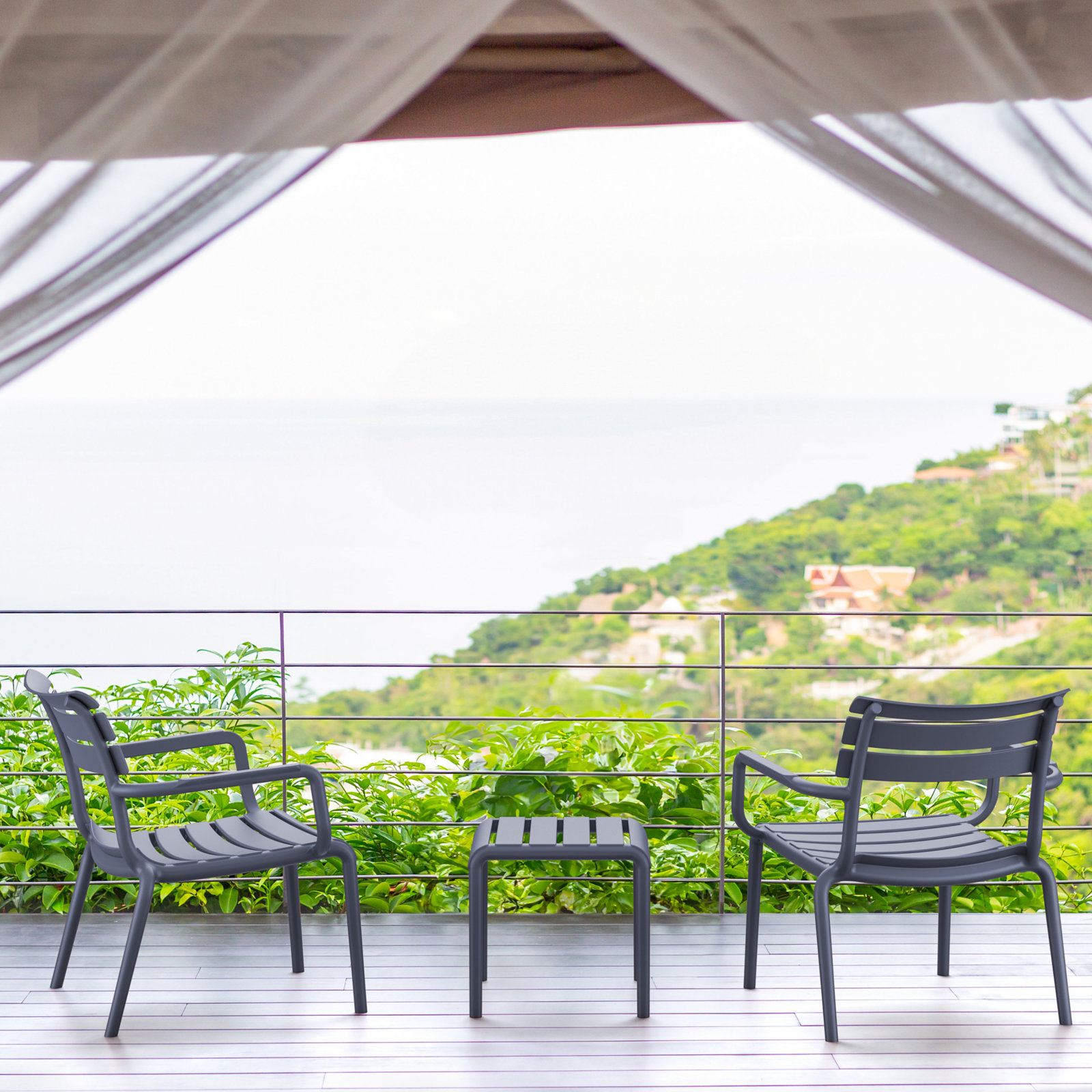 Paris Outdoor Club Chair, Dark Gray