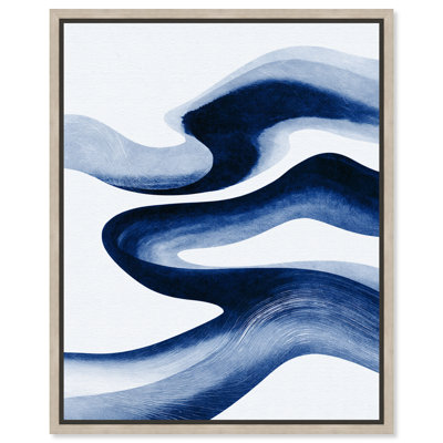 Prussian Tide I Framed Canvas Print Modern Coastal Art by Art Remedy, Natural Oak Frame, 20 x 24