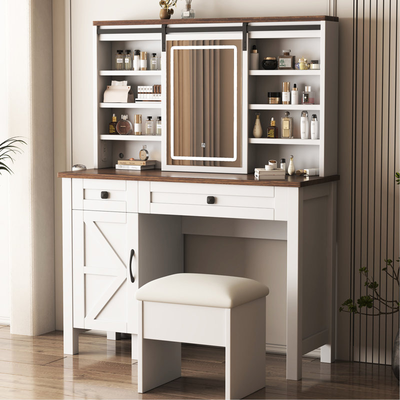 Meuble-lavabo avec miroir coulissant et armoire