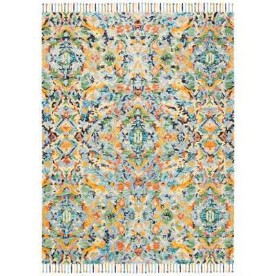 Jahiem Hand-Knotted Wool Blue Area Rug
