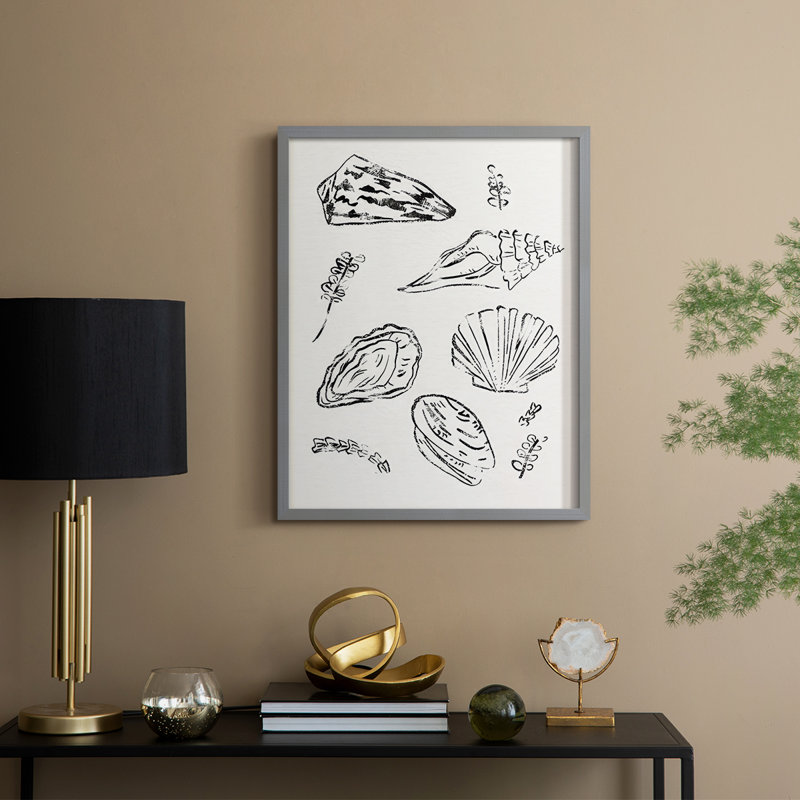 Sea Spirals I, reproduction encadrée - bois massif, H 15 po x l 12 po, Gris