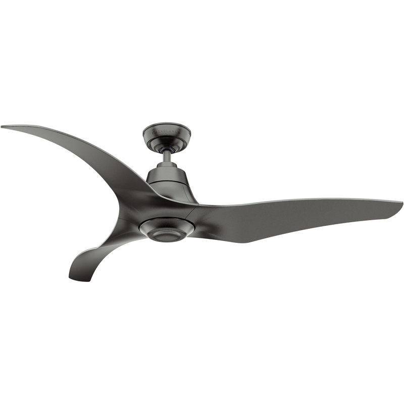 Casablanca 60 inch Stingray ENERGY STAR® Damp Rated Ceiling Fan with LED Light Kit and Handheld Remote, 60, Black