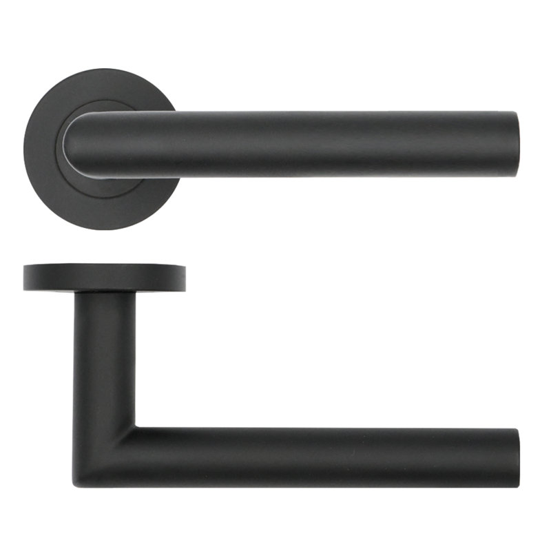 Lugano Lock Door Handle, Power Coated Black