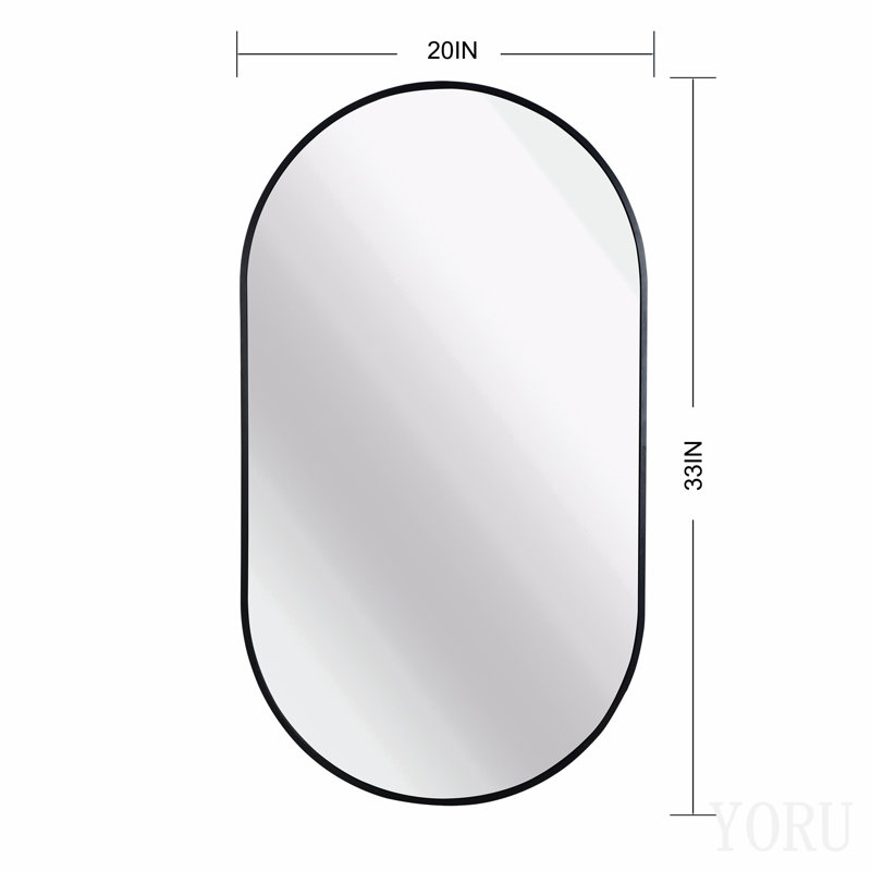 Miroir ovale noir en métal 20 po x 33 po