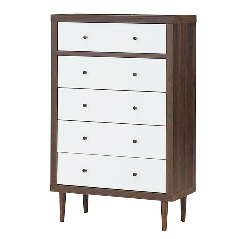 Nikita Accent Chest, White/Walnut, 48.9"H x 31"W x 16"D