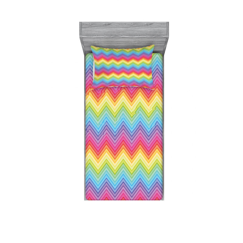 Microfiber Chevron Sheet Set, Twin Sheet Set with Fitted Sheet