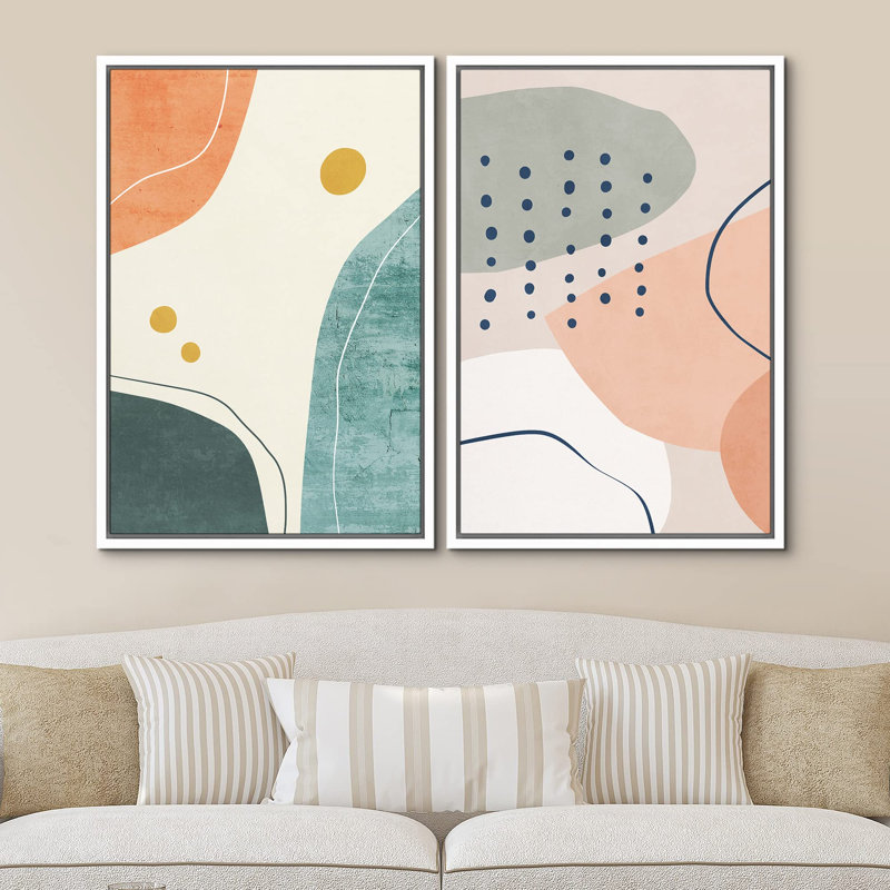 «Mid-Century Pastel Color Bloths», art géométrique abstrait moderne, art mural Relax Calm, impression sur toile 2 pièces