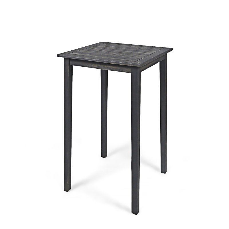 Outdoor  Wood Square Bar Table, Dark Gray