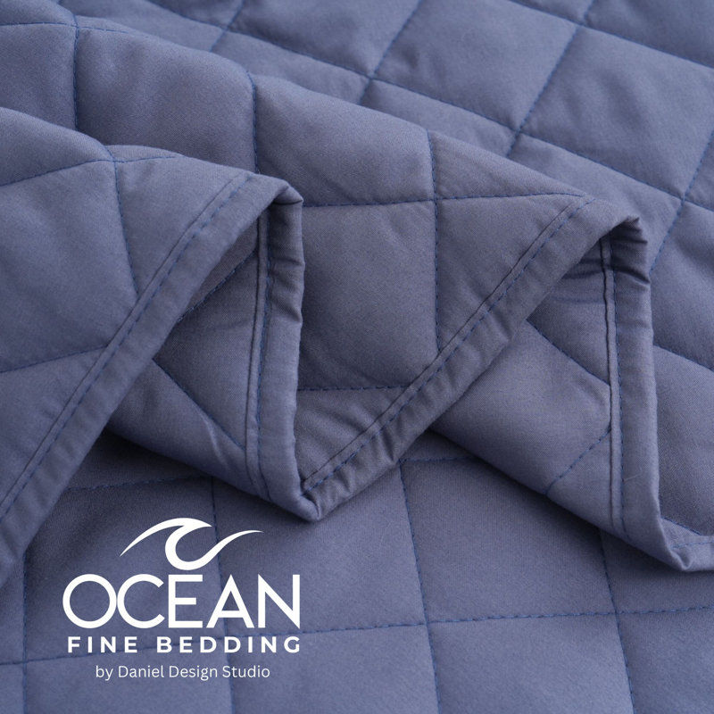 OCEAN FINE BEDDING Quilted Coverlet, Blue, King Coverlet/Bedspread