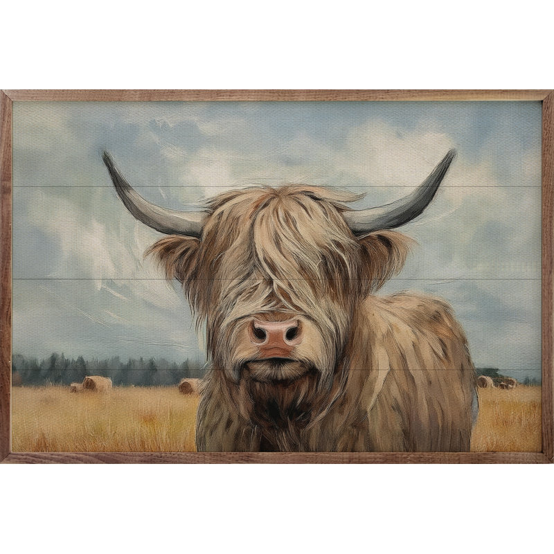 Bull avec ciel bleu, H 16 po x l 24 po