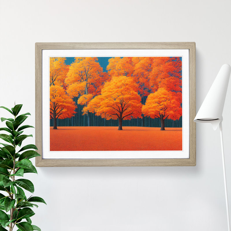 XH1022-8996X The Spirited Autumn Forest - Single Picture Frame Print, Oak, 46cm H x 64cm W x 2cm D