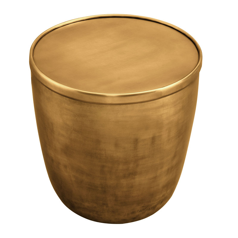 Viora Metal Storage Side Table In Burnished Brass