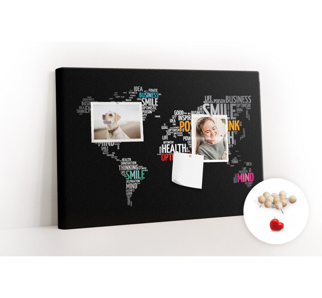Wall Mounted bulletin board print decorative wall message pin boards home office corkboard Positive map