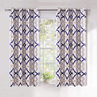 Hambly Geometric Blackout Curtains for Living Room Thermal Insulated Room Darkening Geo Moroccan Mid Century Grommet Bedroom Drapes